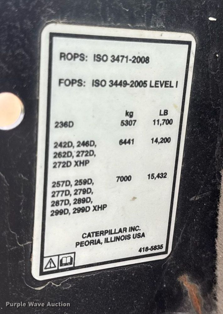 image for item DV4085 2014 Caterpillar 262D skid steer loader