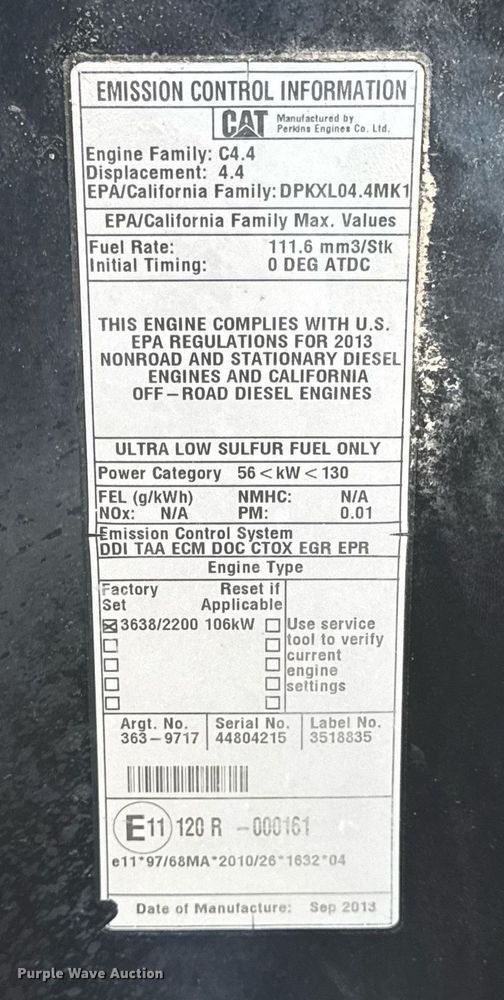 image for item DV4092 2014 Caterpillar TL1255C telehandler