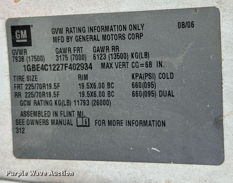 image for item DV4111 2007 Chevrolet C4500 utility / service truck