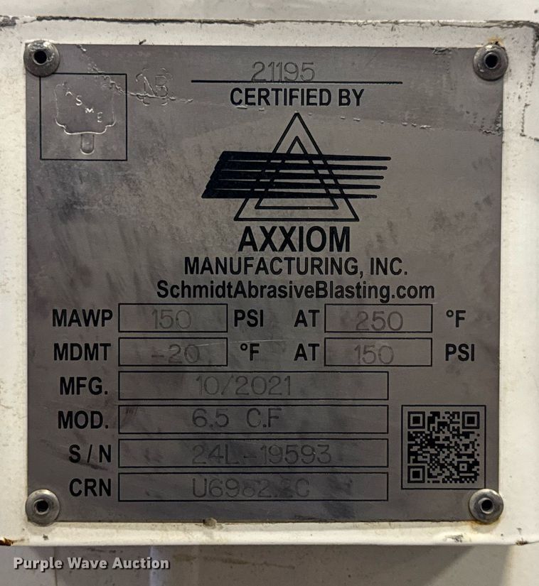 image for item DV4113 2021 Axxiom Manufacturing Schmidt 6.5 C.F sand blaster