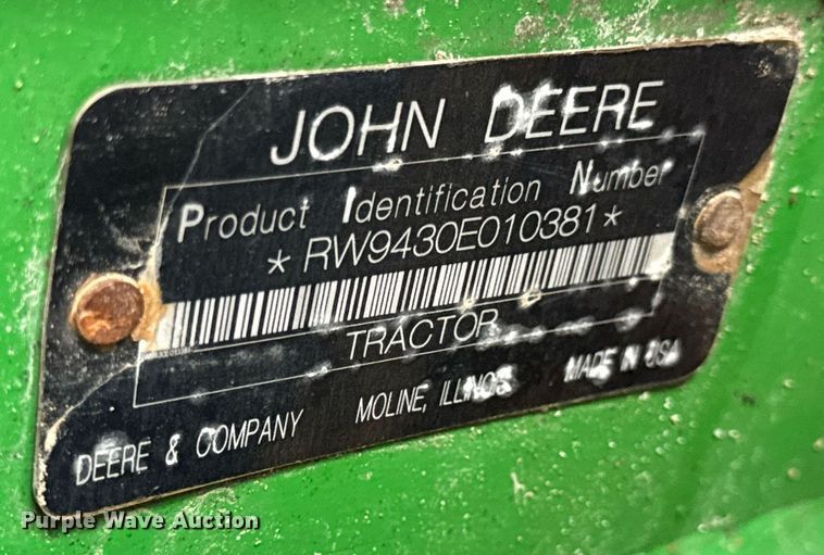 image for item DV4117 2010 John Deere 9430 Scraper Special 4WD tractor