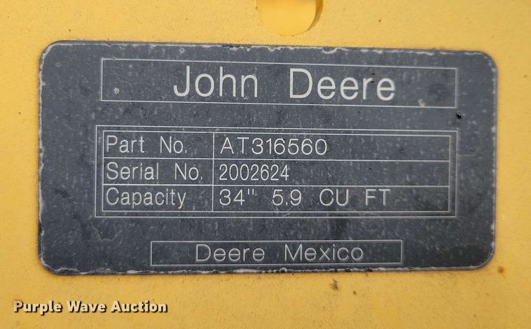 image for item DX6980 John Deere  AT316560 mini excavator bucket
