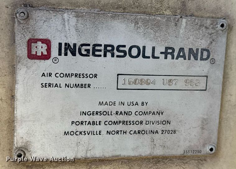 image for item DX8995 1987 Ingersoll Rand P-175A-W-D air compressor