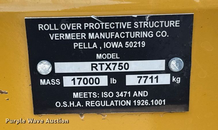 image for item DY0007 2017 Vermeer RTX750 trencher