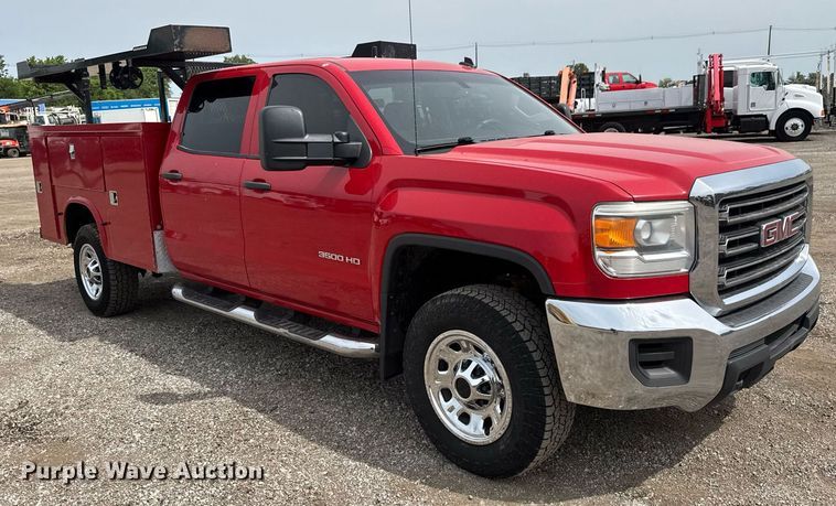 image for item DY0011 2015 GMC Sierra 3500HD Crew Cab utility bed pickup truck