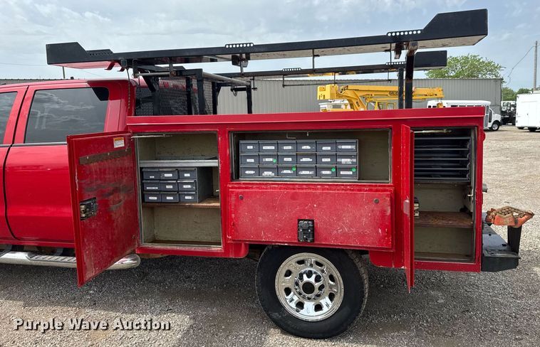 image for item DY0011 2015 GMC Sierra 3500HD Crew Cab utility bed pickup truck