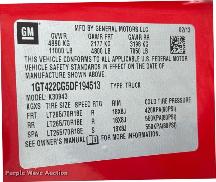 image for item DY0012 2013 GMC Sierra 3500HD Crew Cab utility bed pickup truck