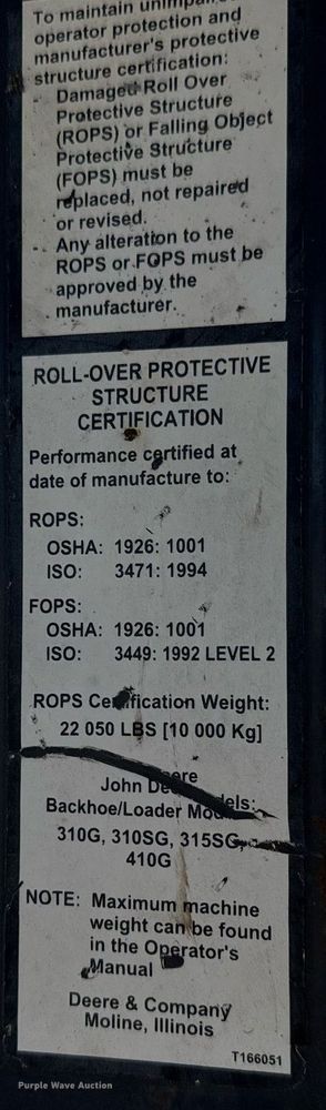 image for item DY0025 2005 John Deere 310SG backhoe