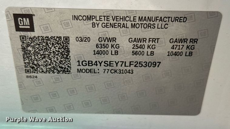 image for item DY0031 2020 Chevrolet Silverado 3500HD Crew Cab utility bed pickup truck