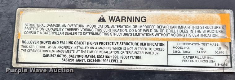 image for item DY0071 2003 Caterpillar 928G wheel loader