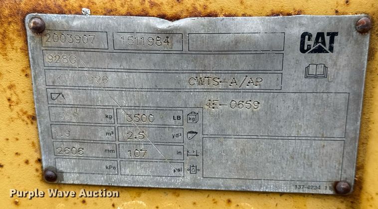 image for item DY0071 2003 Caterpillar 928G wheel loader