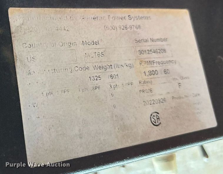 image for item DY0467 2022 Generac MLT6S light plant