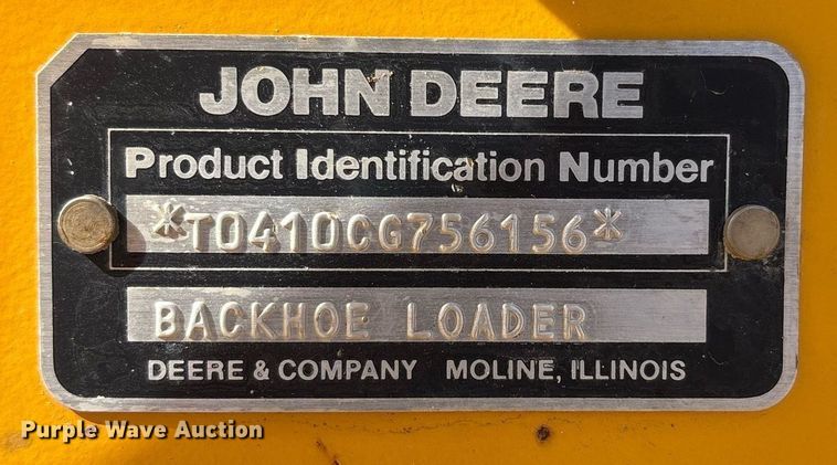 image for item DY2501 1989 John Deere 410C backhoe