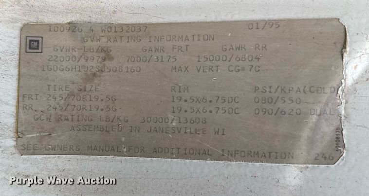 image for item DZ4185 1995 GMC Topkick C6500 flatbed truck