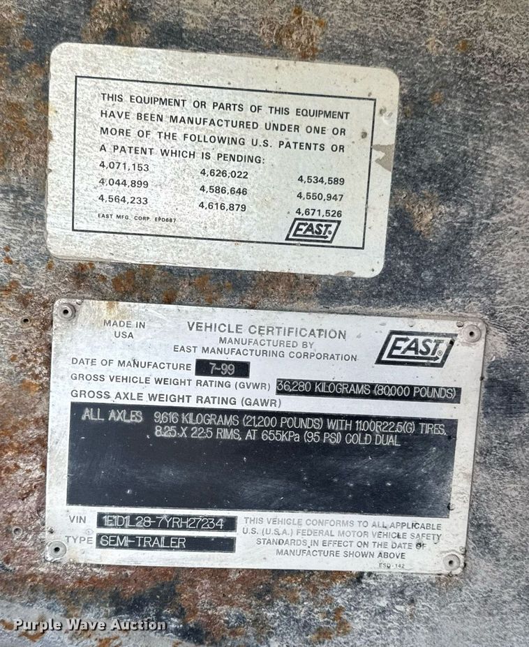 image for item DZ4191 2000 East end dump trailer