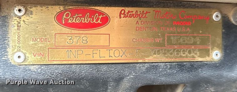 image for item DZ4194 2000 Peterbilt 378 dump truck