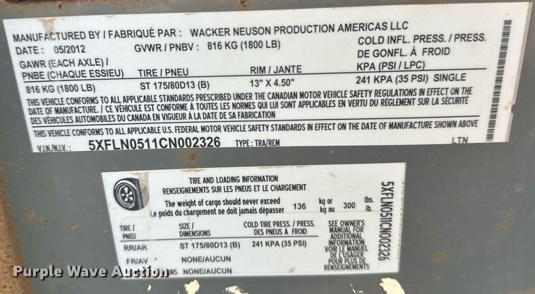 image for item EB2578 2012 Wacker Neuson LTN6 light plant