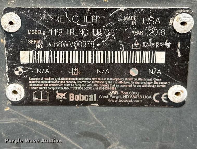 image for item EB2581 Bobcat LT113 Trencher CII compact utility loader trencher