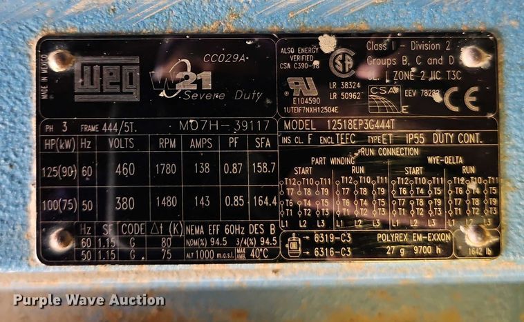 image for item EB8074 Weg W21 Severe Duty electric motor