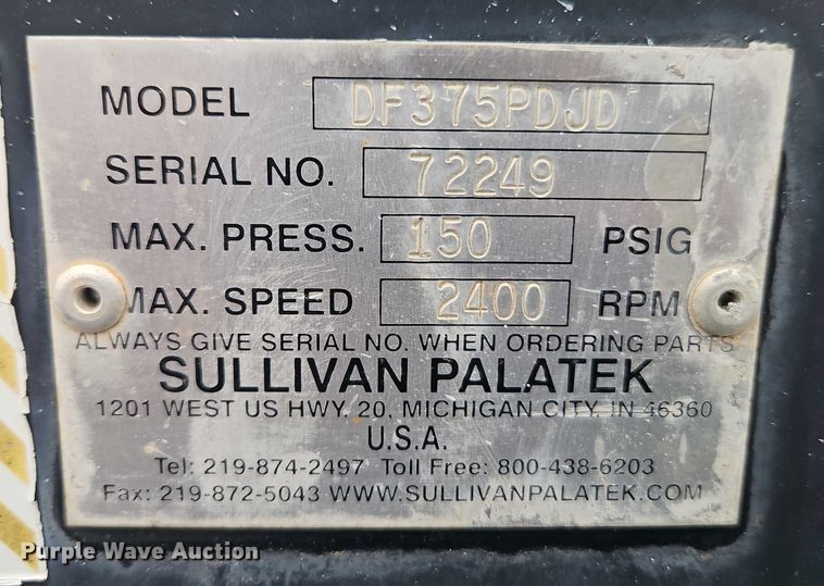 image for item EB8079 Sullivan Palatek DF375PDJD air compressor