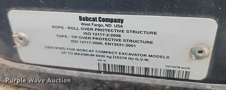 image for item EB8095 2018 Bobcat E45 mini excavator