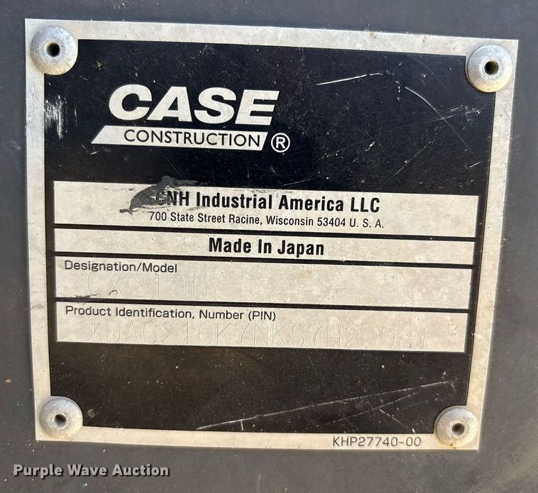 image for item EC1393 2019 Case CX210D excavator