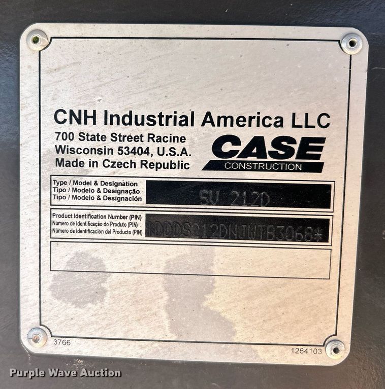 image for item EC1394 2018 Case SV 212D single drum vibratory roller