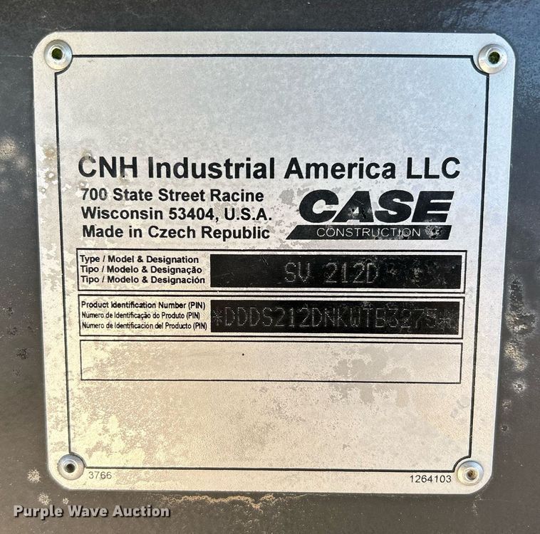 image for item EC1397 2019 Case SV 212D single drum vibratory roller