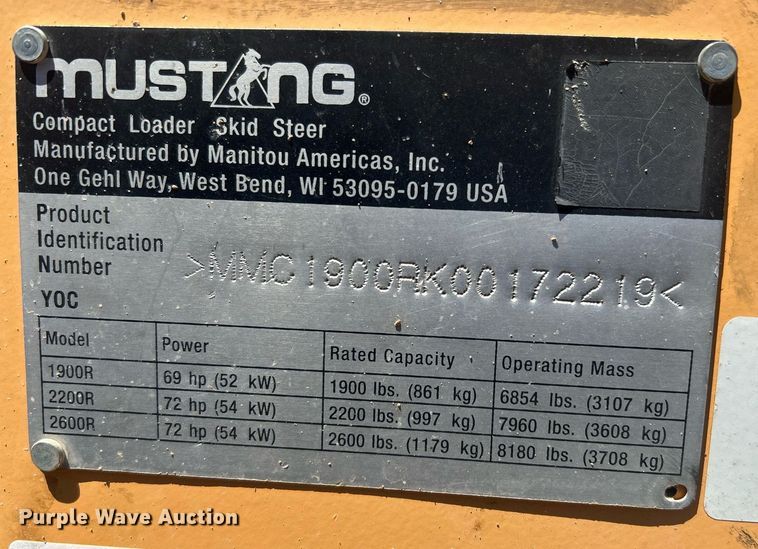 image for item EC1399 Mustang 1900R skid steer loader