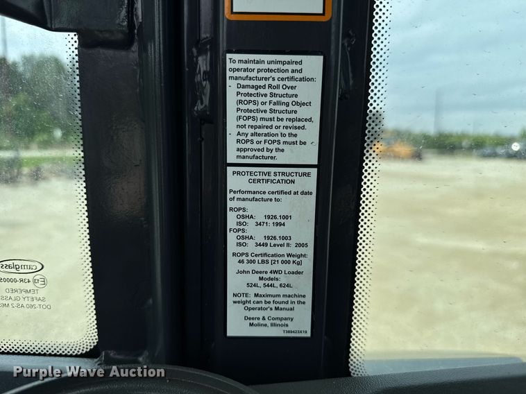 image for item EC3571 2019 John Deere 544L wheel loader