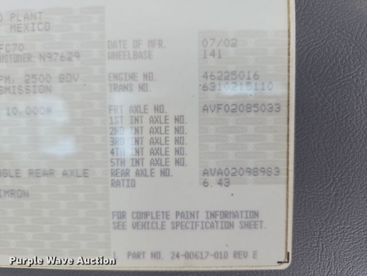 image for item EC4012 2003 Freightliner FC70 street sweeper truck