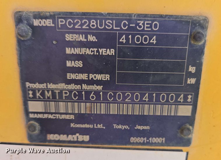 image for item EC4199 2008 Komatsu PC228USLC-3E0 excavator