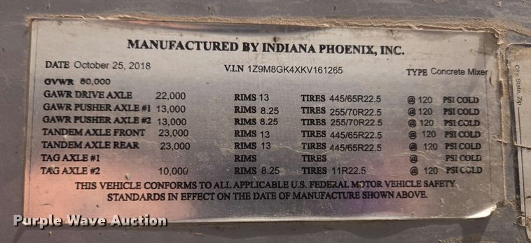 image for item EC4204 2019 Indiana Phoenix INC Mixer ready mix truck
