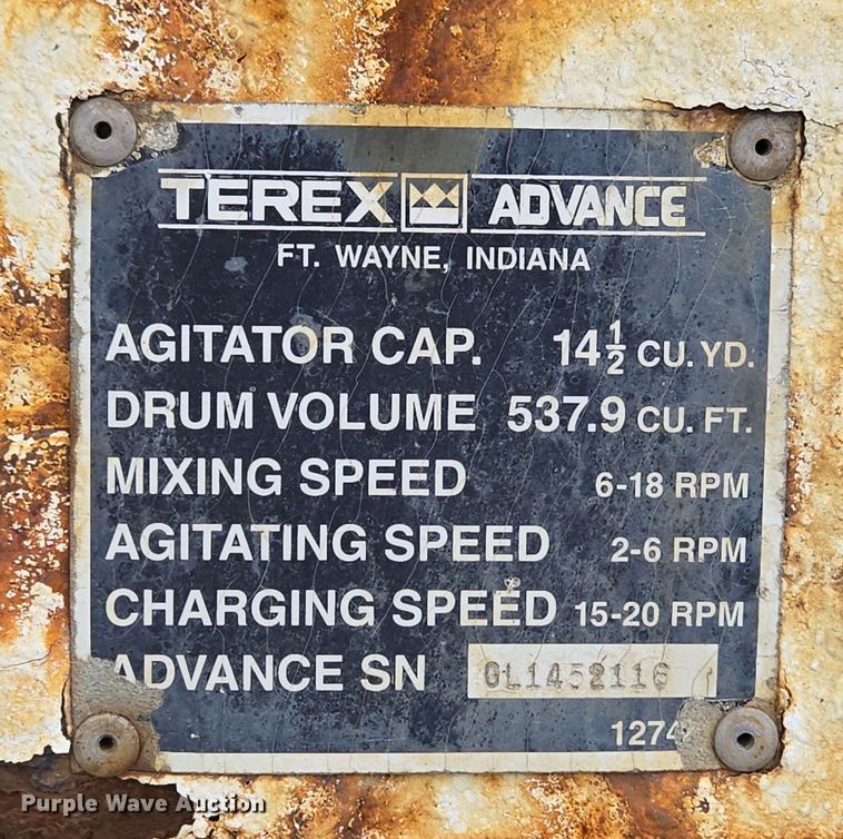 image for item EC4205 2016 Terex Advance Mixer ready mix truck