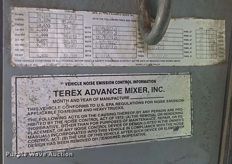 image for item EC4206 2015 Terex FDB6000 ready mix truck