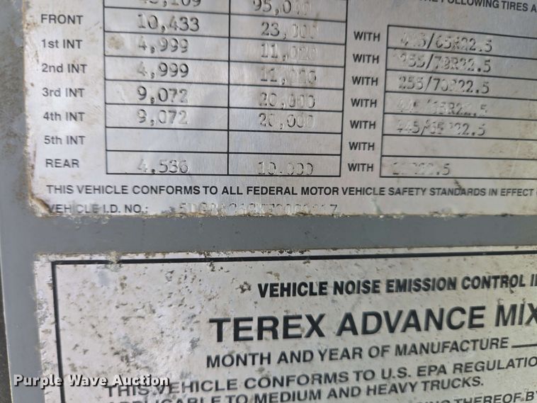 image for item EC4206 2015 Terex FDB6000 ready mix truck