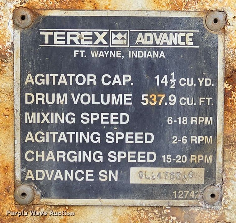 image for item EC4207 2016 Terex Advance Mixer ready mix truck