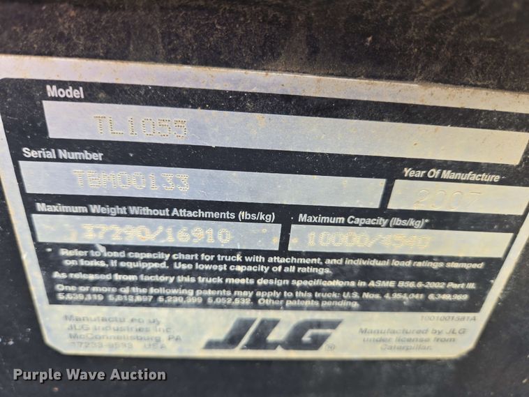 image for item EC4215 2007 Caterpillar TL1055 telehandler