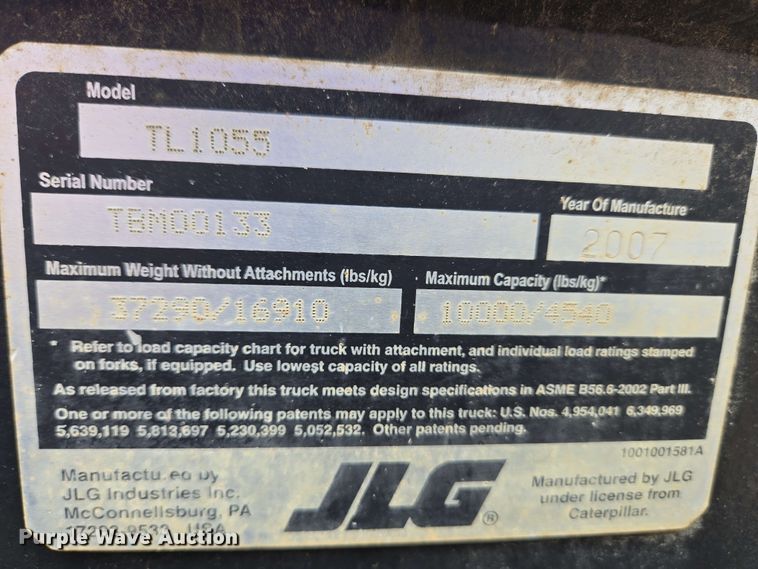 image for item EC4215 2007 Caterpillar TL1055 telehandler