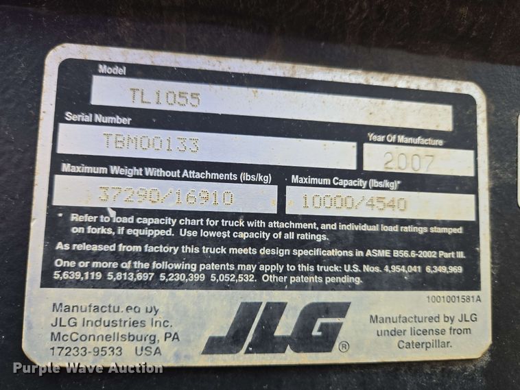 image for item EC4215 2007 Caterpillar TL1055 telehandler