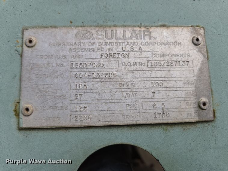 image for item EC4260 Sullair 185DPQJD air compressor