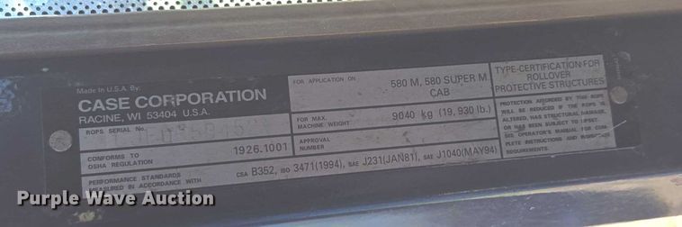 image for item ED1984 2001 Case 580 Super M backhoe