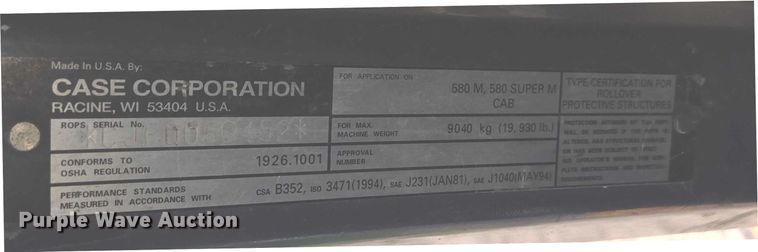 image for item ED1984 2001 Case 580 Super M backhoe