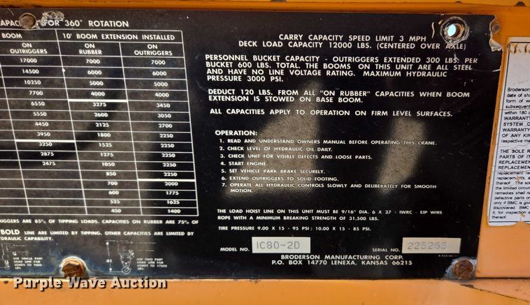 image for item ED2000 1994 Broderson IC-80-2D crane