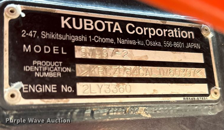 image for item ED5598 2020 Kubota SVL97-2 tracked skid steer loader