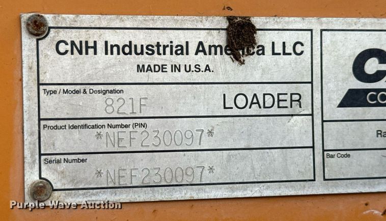 image for item ED5639 2014 Case 821F wheel loader