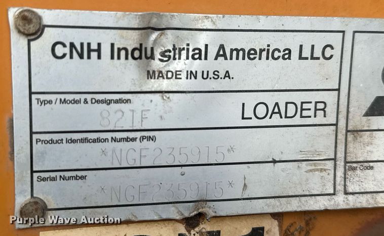 image for item ED5640 2016 Case 821F wheel loader