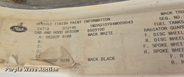 image for item EF2991 2004 Mack CV713 kill truck