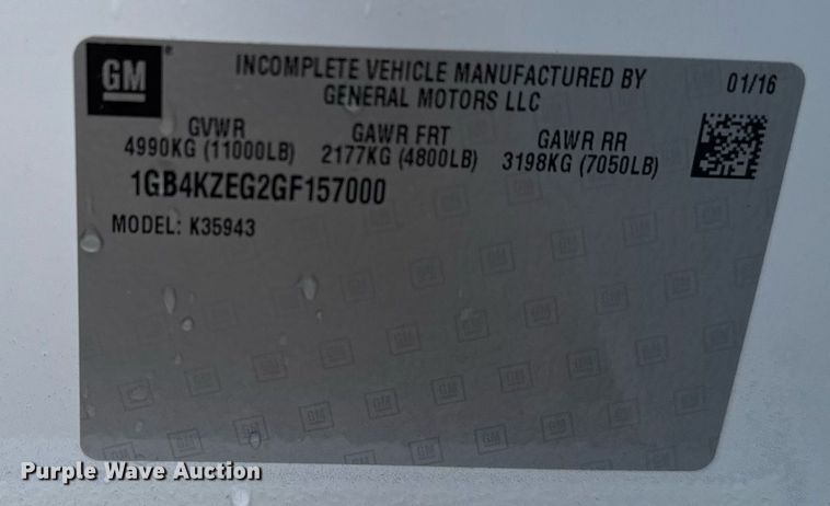 image for item EG5822 2016 Chevrolet Silverado 3500HD Crew Cab utility bed pickup truck