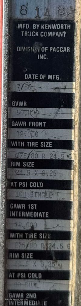 image for item EG6447 1987 Kenworth T660 tank truck